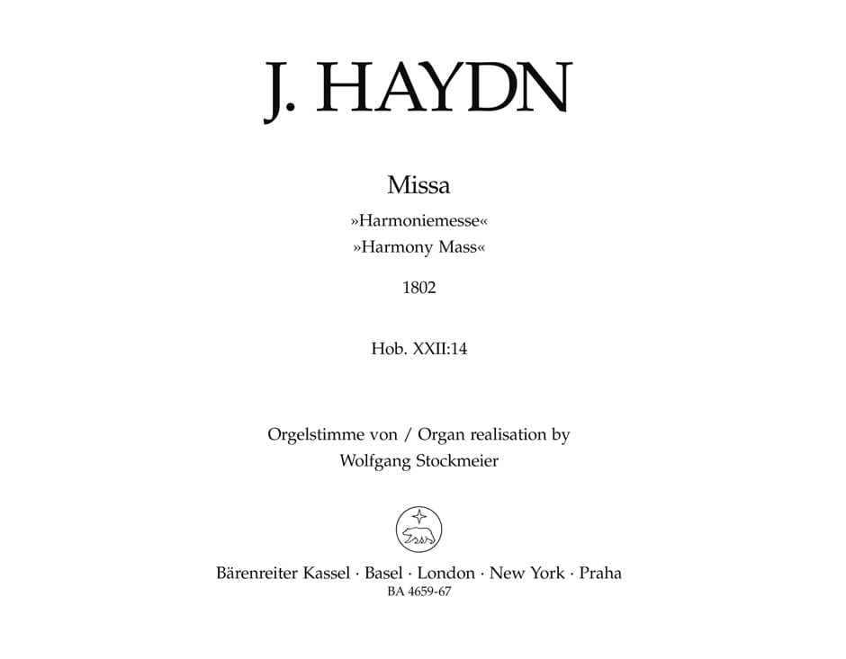 Missa in B-flat major Hob.XXII:14 Harmony Mass Joseph Haydn Partition