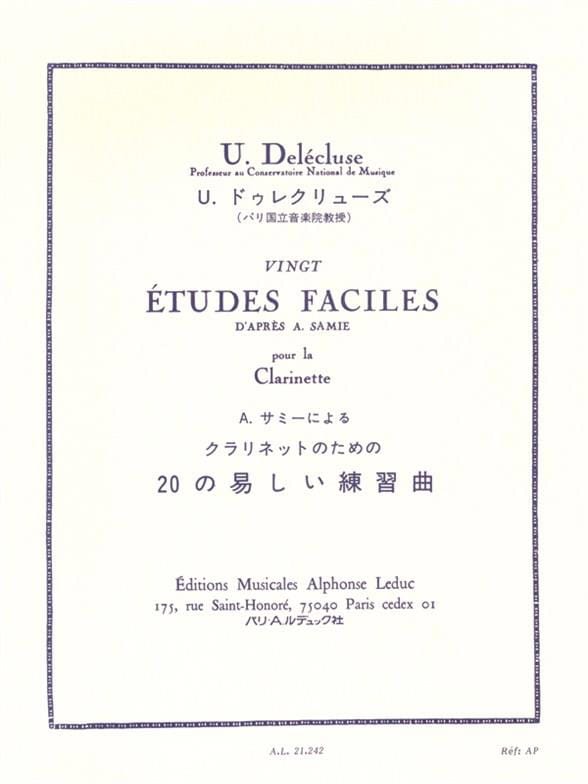 20 Etudes faciles - Ulysse Delecluse - Partition - Clarinette