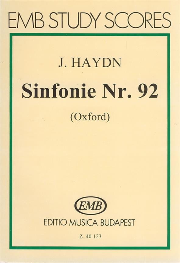 Symphonie Nr. 92 Oxford - Partitur HAYDN Partition Petit format