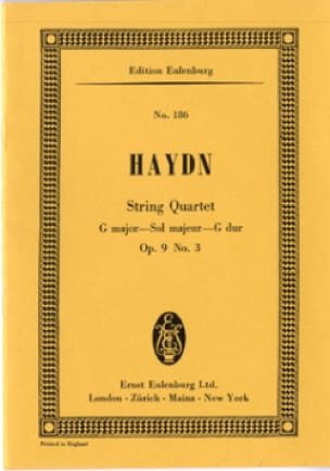 Streich-Quartett G-Dur op. 9 n° 3 HAYDN Partition Petit format