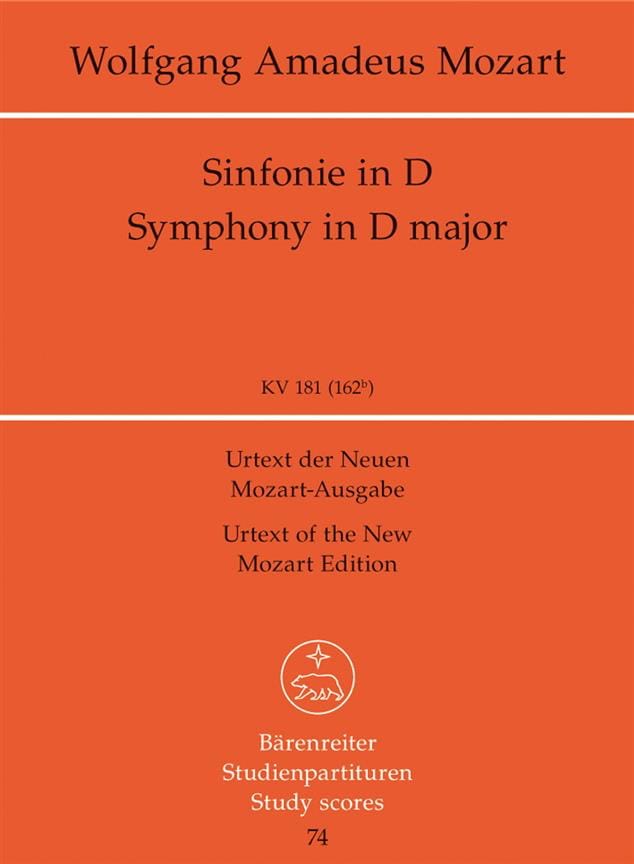 Symphonie Nr. 23 D-dur KV 181 - Partitur MOZART Partition Petit format