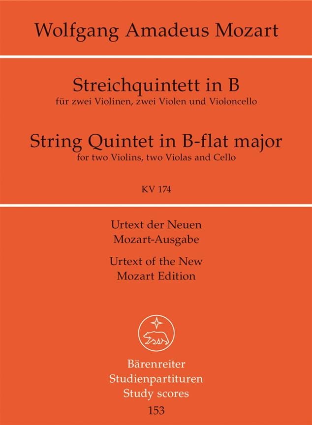 Streichquintett B-dur KV 174 MOZART Partition Petit format