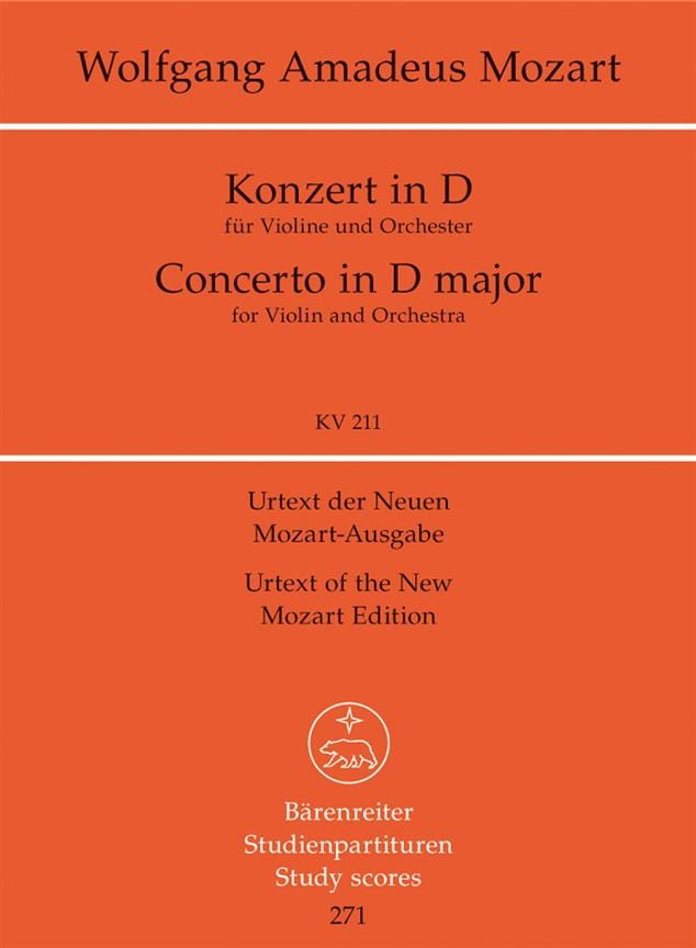 Violinkonzert D-Dur KV 211 - Partitur MOZART Partition Petit format