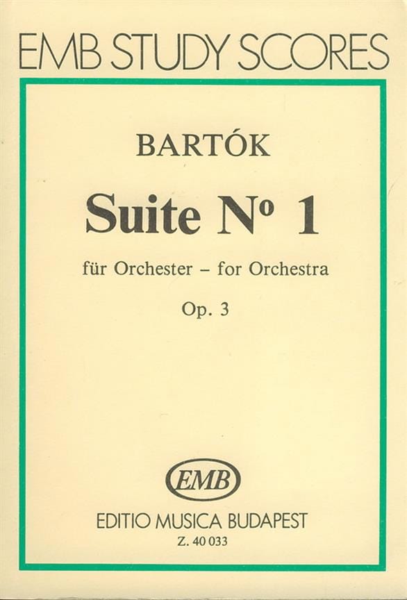 Suite n° 1 op. 3 pour orch. - Conducteur BARTOK Partition Petit format