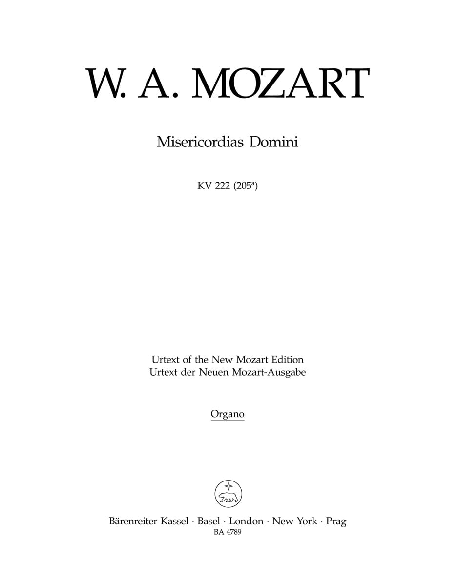 Misericordias Domini K. 222 (205a) MOZART Partition