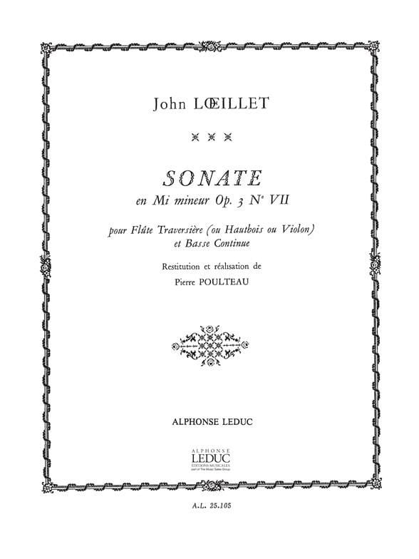 Sonate En Mi Mineur Opus 3 N° 7 - Loeillet J. / Poulteau - Partition