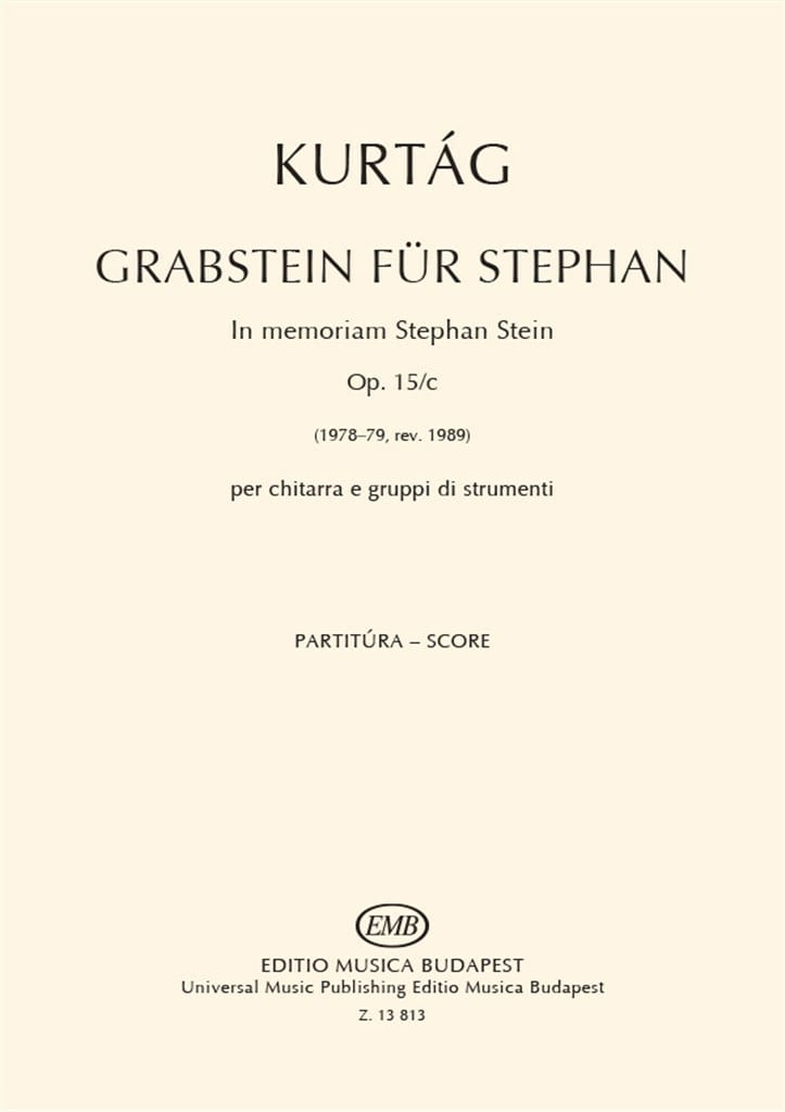 Grabstein Für Stefan Op 15C KURTAG Partition Guitare