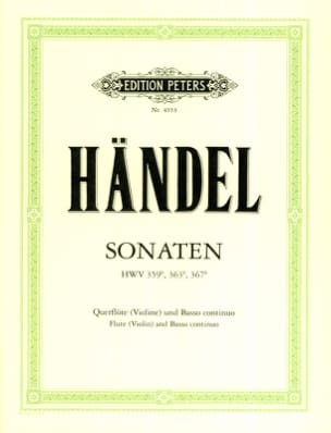 3 Sonaten - Flöte Violine und Bc HAENDEL Partition Flûte traversière