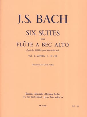 6 Suites - Volume 1 - Flûte à bec alto BACH Partition Flûte à bec