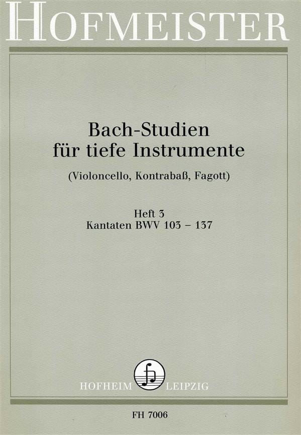Bach Studien Für Tiefe Instr. - Heft 3 BACH Partition