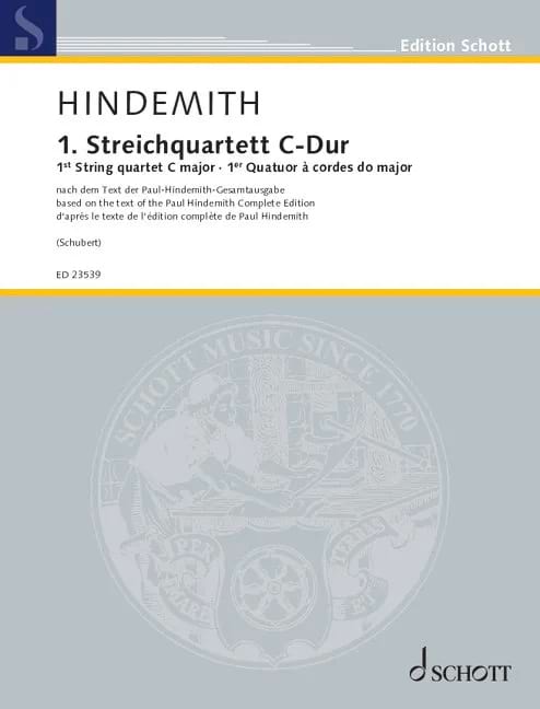 Quatuor à cordes n° 1 HINDEMITH Partition Quatuors