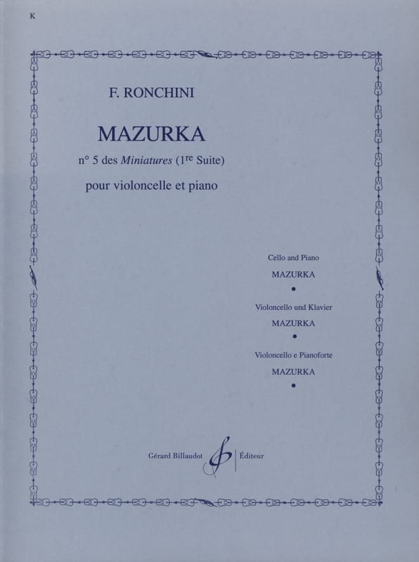 Mazurka F. Ronchini Partition Violoncelle