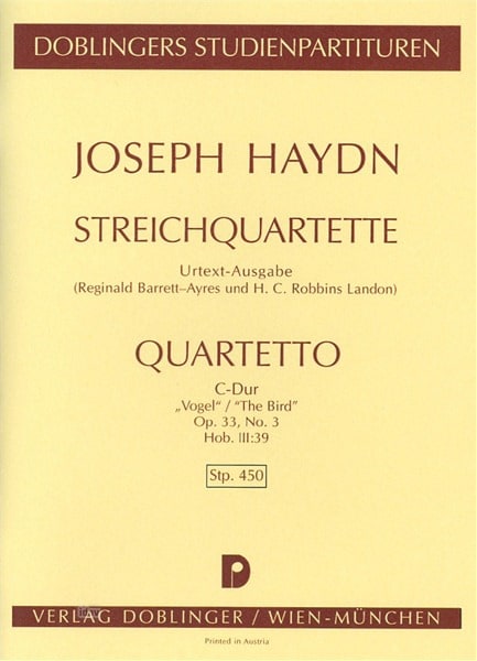 Streichquartett C-Dur op. 33 n° 3 Hob. 3 : 39 - Partitur - HAYDN