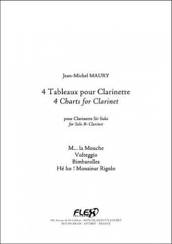 4 Tableaux Pour Clarinette Solo Maury Jean-Michel Partition