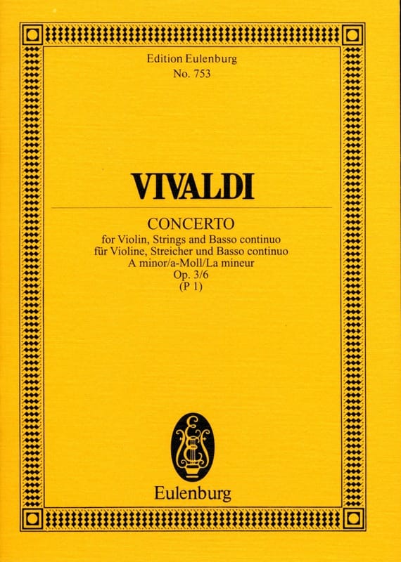 Concerto A-Moll La Min., Op. 3 N°6 VIVALDI Partition Petit format