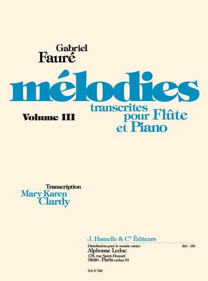 Mélodies, volume 3 - Flûte FAURÉ Partition Flûte traversière