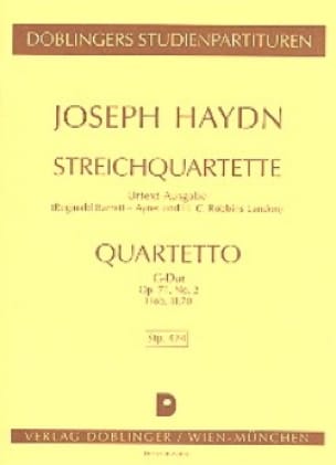 Streichquartett G-Dur op. 71 n° 2 Hob. 3 : 70 - Partitur - HAYDN