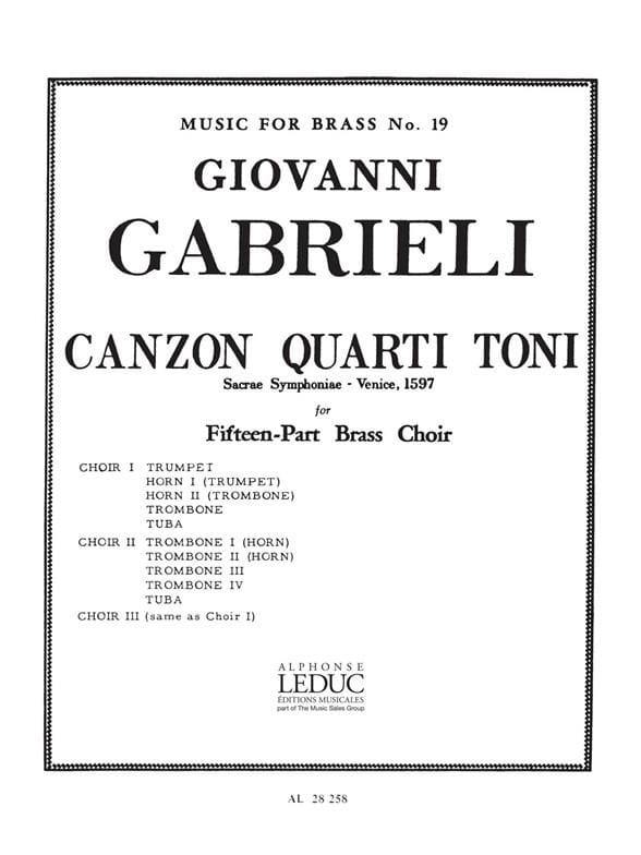 Canzon quarti toni - Sacrae symphoniae, Venise 1597 - GABRIELI