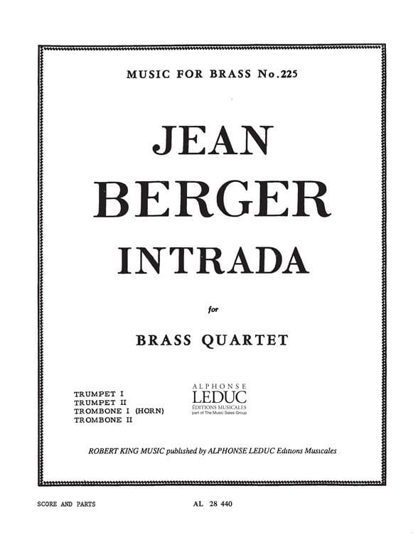 Intrada Jean Berger Partition Ensemble de cuivres