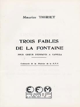 3 Fables De La Fontaine Maurice Thiriet Partition Chœur