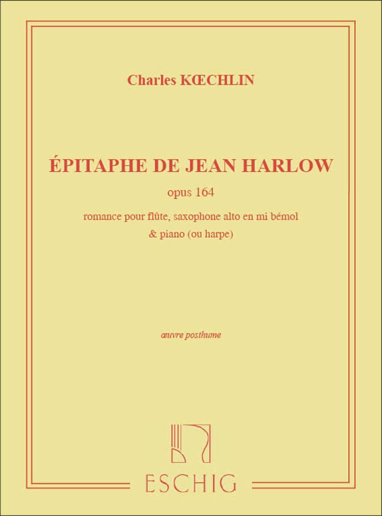 Epitaphe Harlow Op164 Ch Koechlin Partition