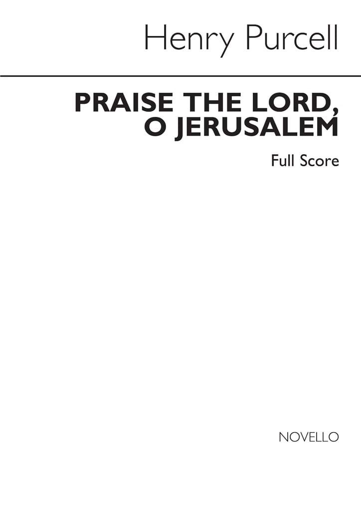 Praise The Lord O Jerusalem - SCORE PURCELL Partition