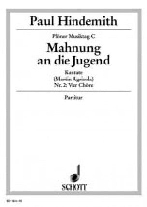 Mahnung An Die Jungen HINDEMITH Partition Chœur