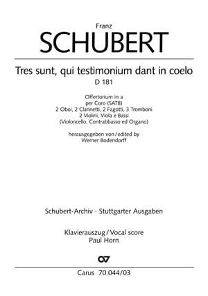 Tres Sunt, Qui Testimonium Dant In Coelo D 181 - SCHUBERT - Partition