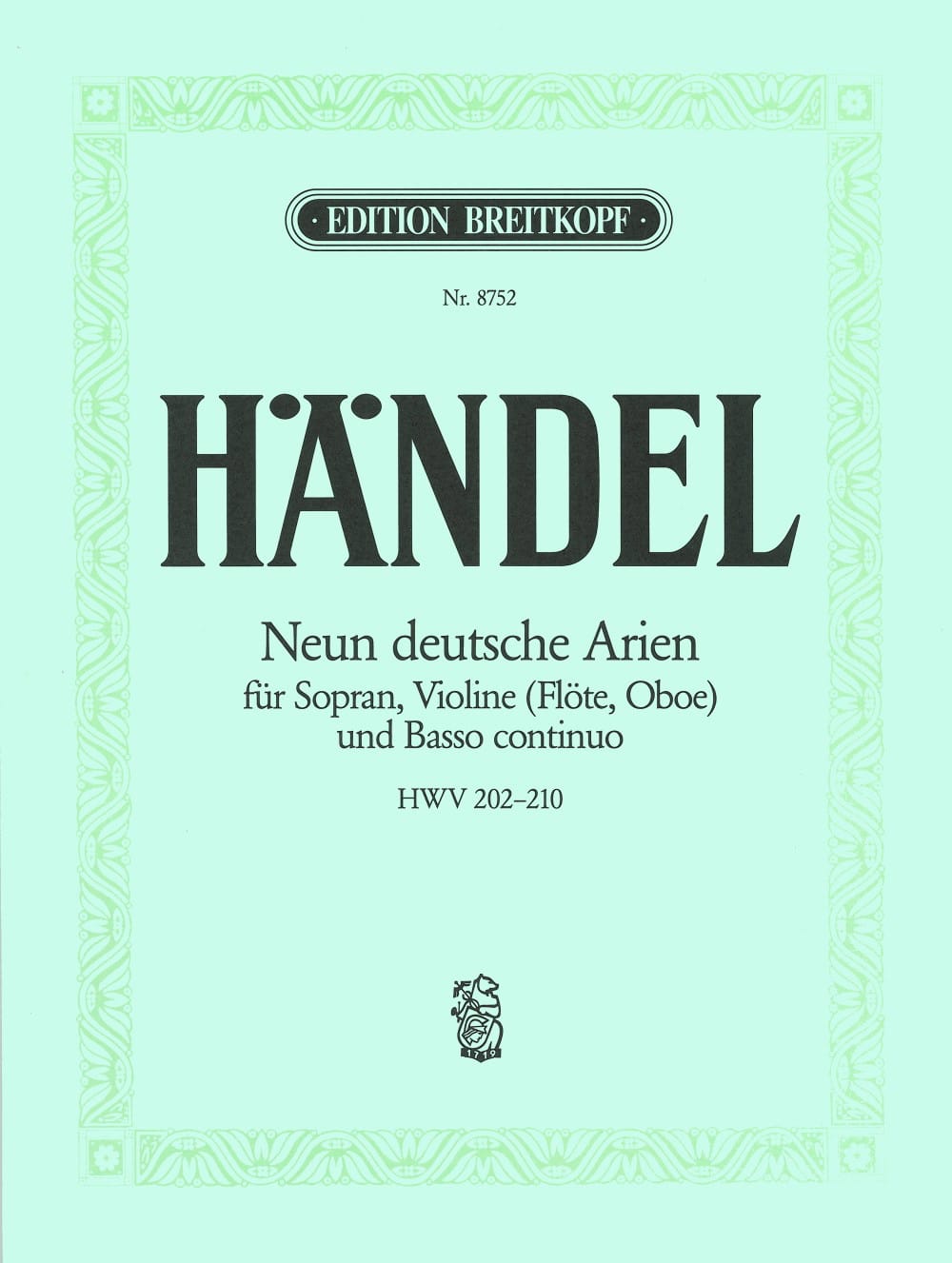 9 Deutsche Arien HWV 202-210 HAENDEL Partition Violon