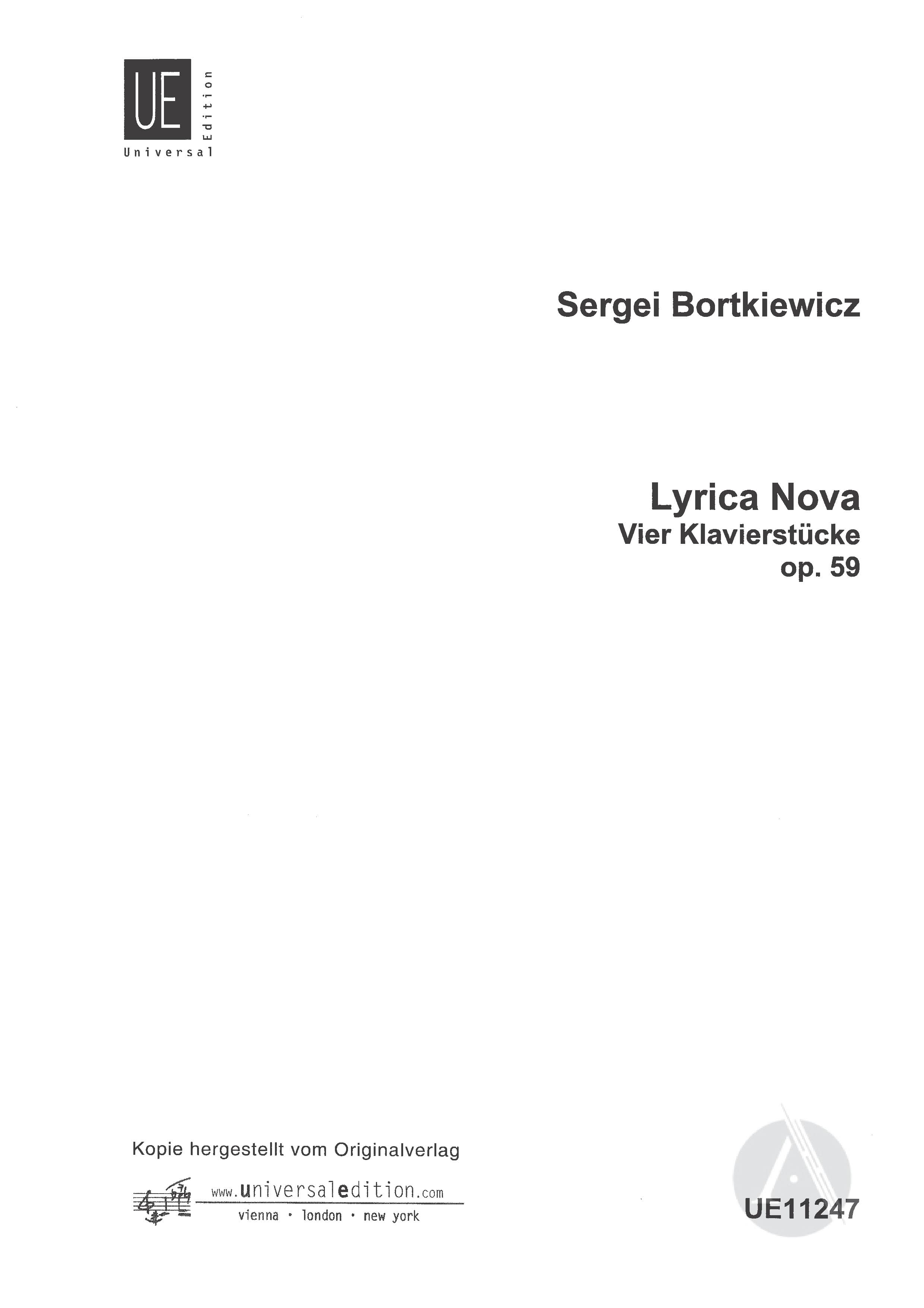 Lyrica Nova Serge Bortkiewicz Partition Piano