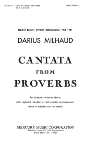 Cantata From The Proverbs. Conducteur MILHAUD Partition Chœur