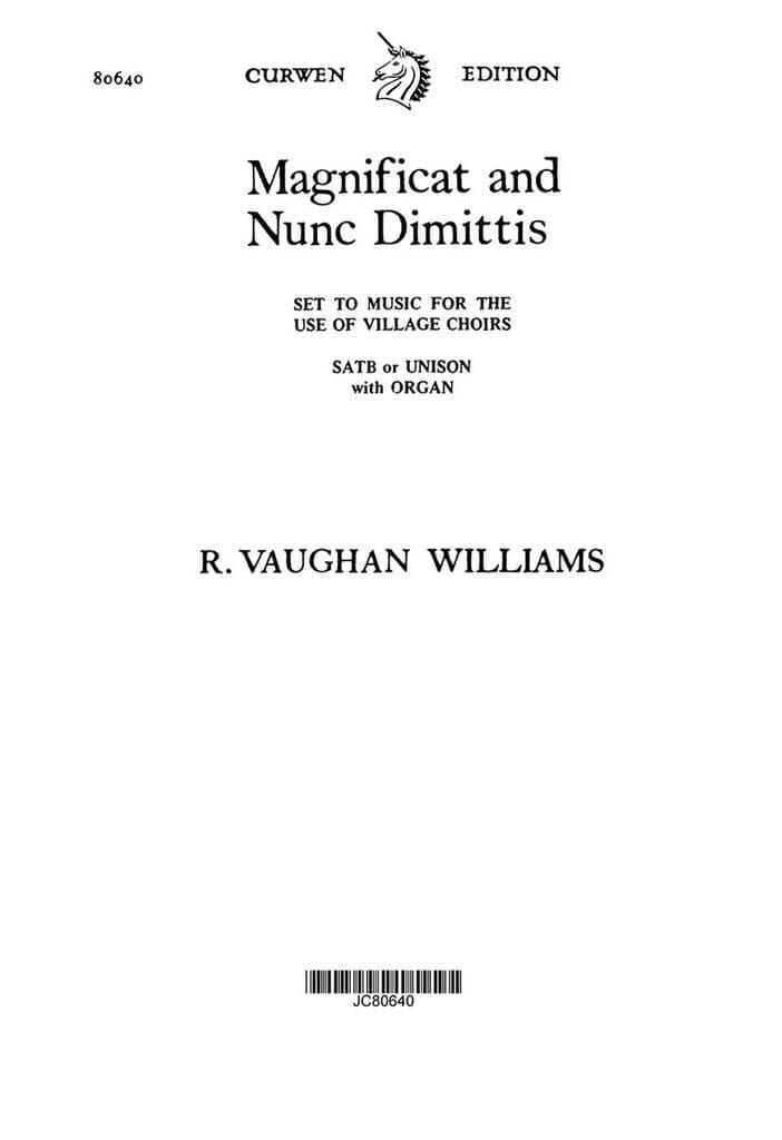 Magnificat and Nunc Dimittis WILLIAMS VAUGHAN Partition Chœur